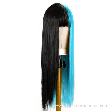 Long Straight Two Tone Cosplay Wig With Bangs